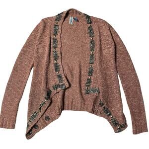 BKE Boho Burnt Orange Open Cardigan Size Small